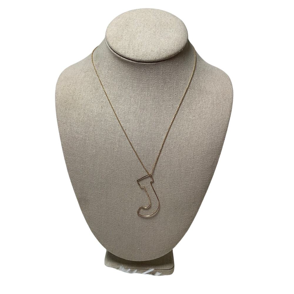 Vintage MSCO 14K Gold Filled Large Initial J Pendant Necklace Minimalist A4-53